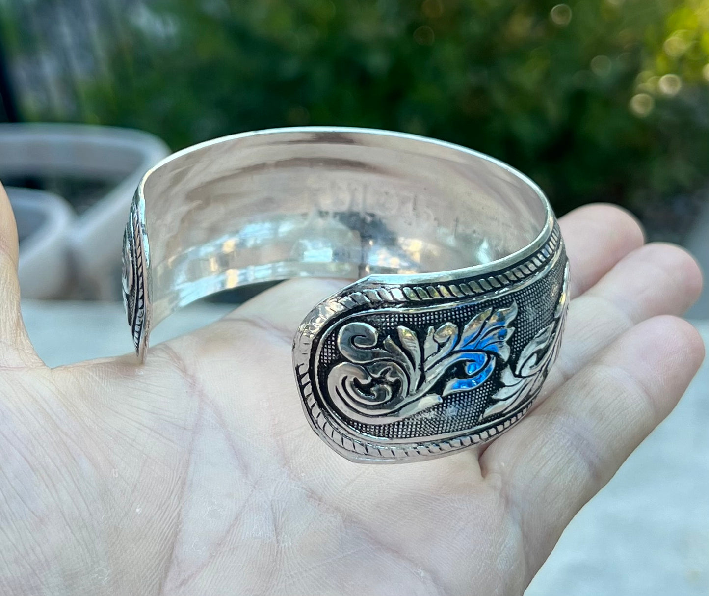 Hindu Mantra Om Namah Shivaya Silver Cuff Bracelet | Handcrafted Spiritual Jewelry