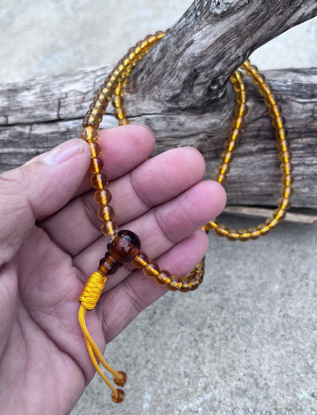 Tibetan Buddhist Mala / Rosary 108 Glass Beads / Free Mala Pouch