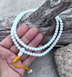 Tibetan Buddhist Mala / Rosary 108 Glass Beads / Free Mala Pouch