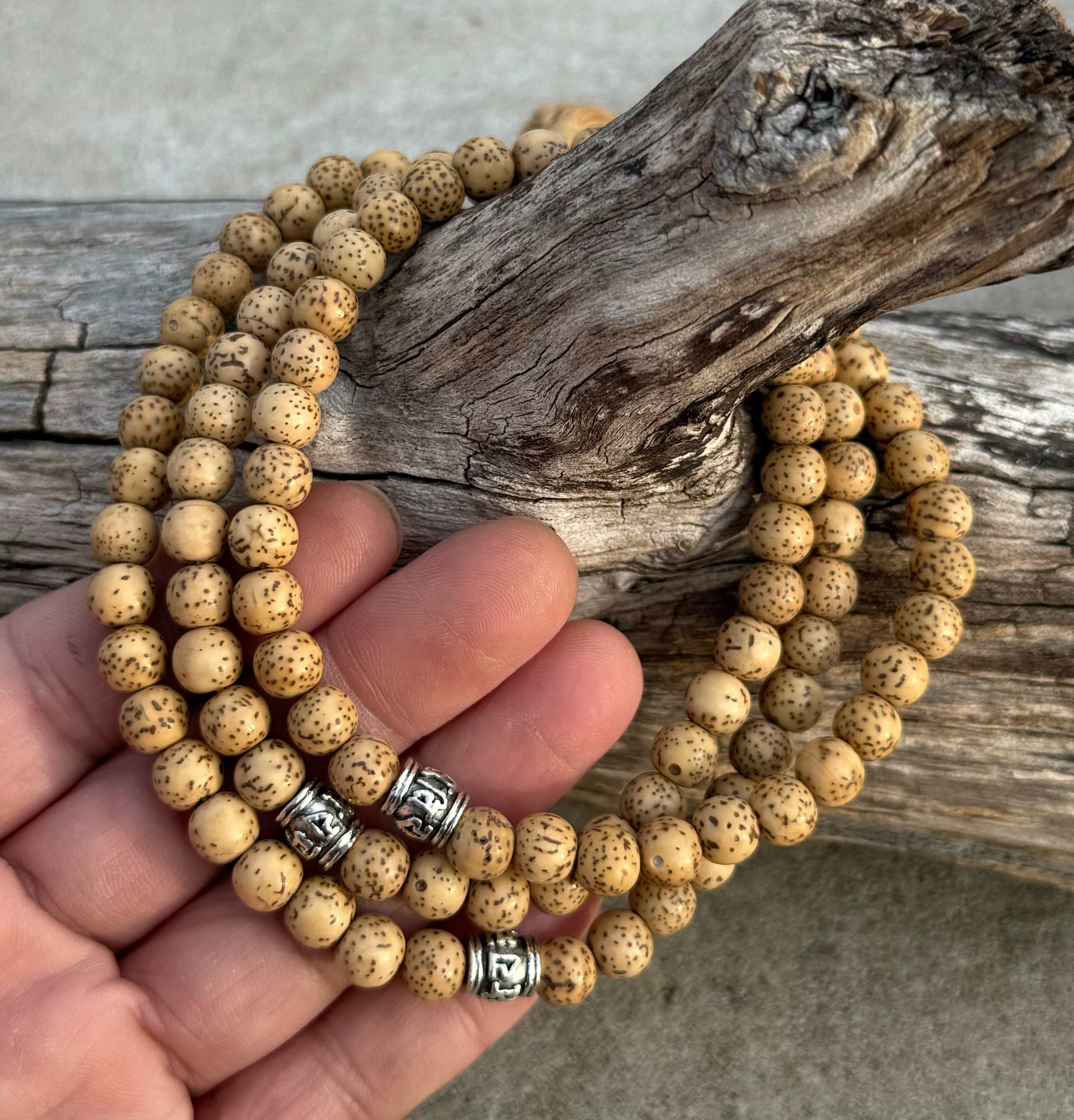 Natural Lotus Seed 108 Beads Prayer Mala - DharmaObjects