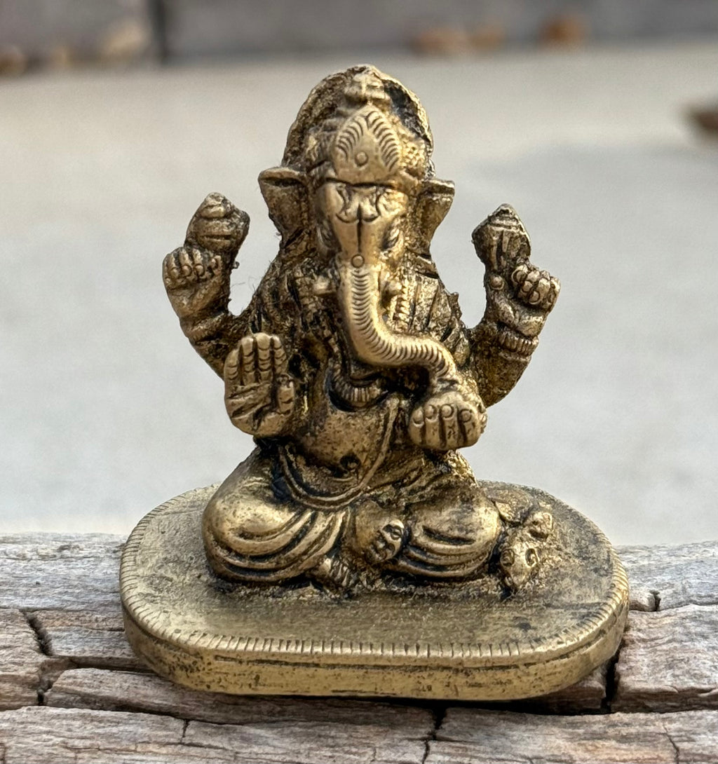 Small Ganesha Statue Solid Brass Handcrafted In India - DharmaObjects