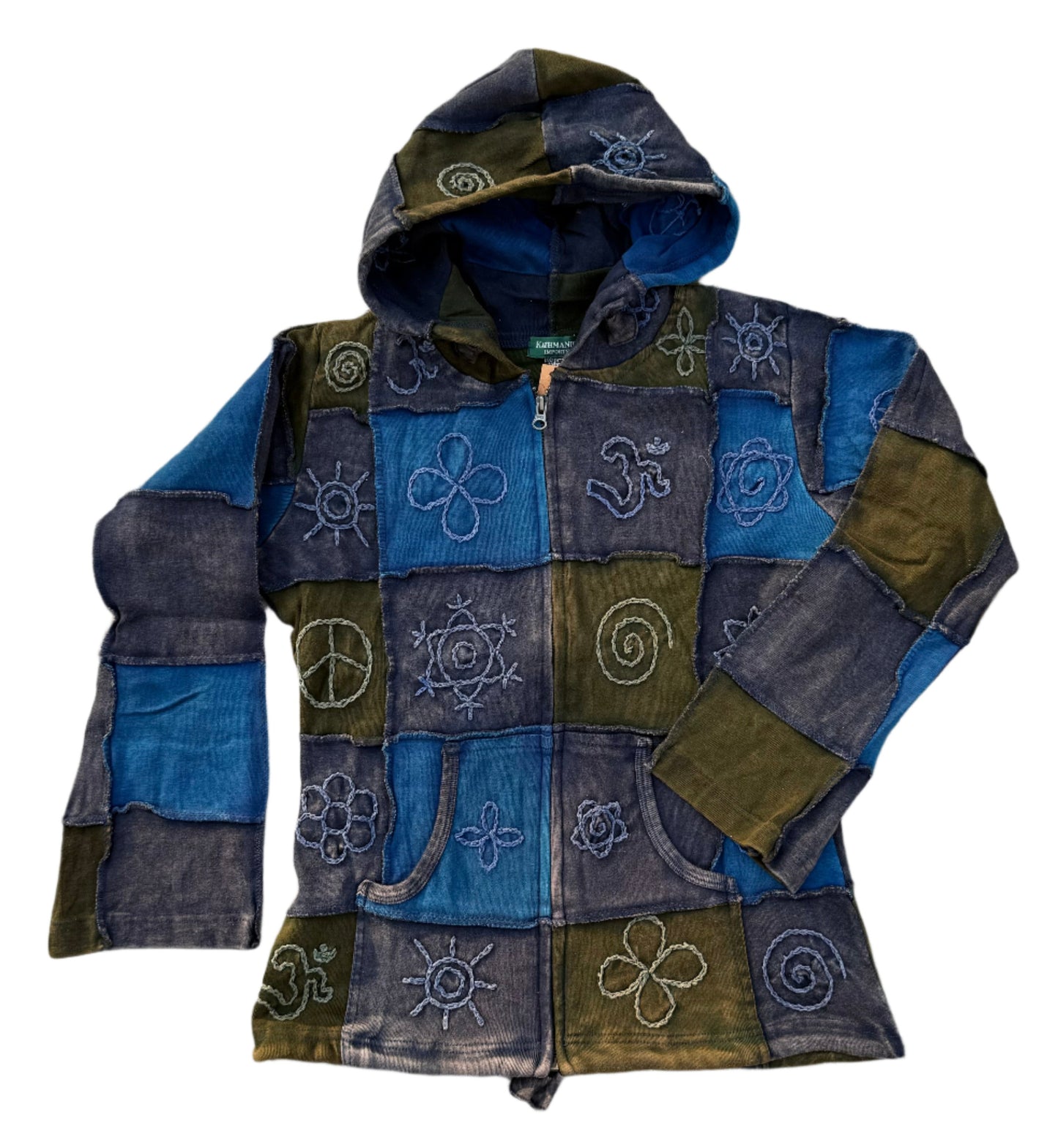 Patchwork Embroidered Hoodie Jacket - Handcrafted in Nepal