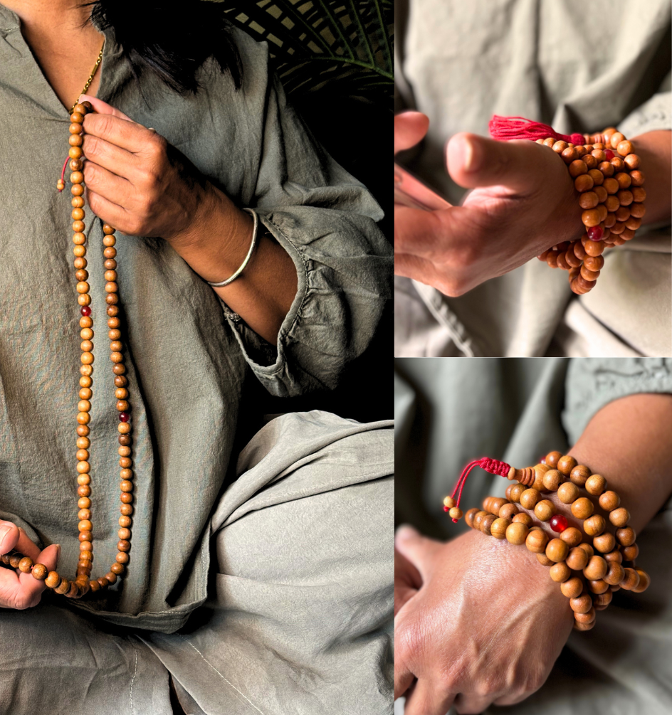 Sandalwood Carnelian Mala