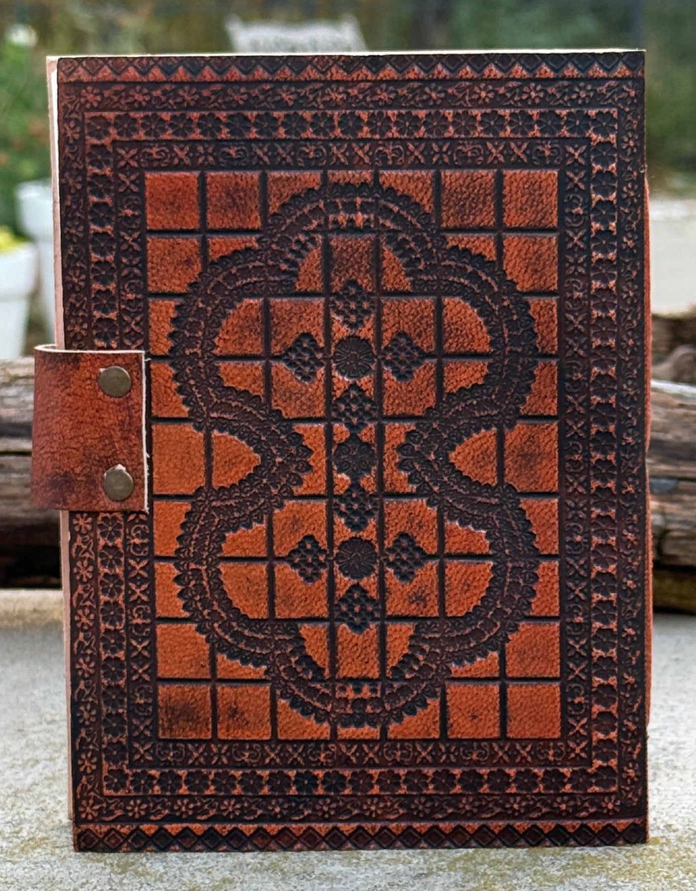 Handmade Pyramid Eye Embossed Leather Journal