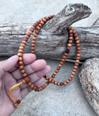 Natural Sandalwood 108 Bead Meditation Mala | Adjustable Japa Prayer Beads | Buddhist Hindu Yoga Mala | Guru Bead Necklace | Spiritual Gift - DharmaObjects