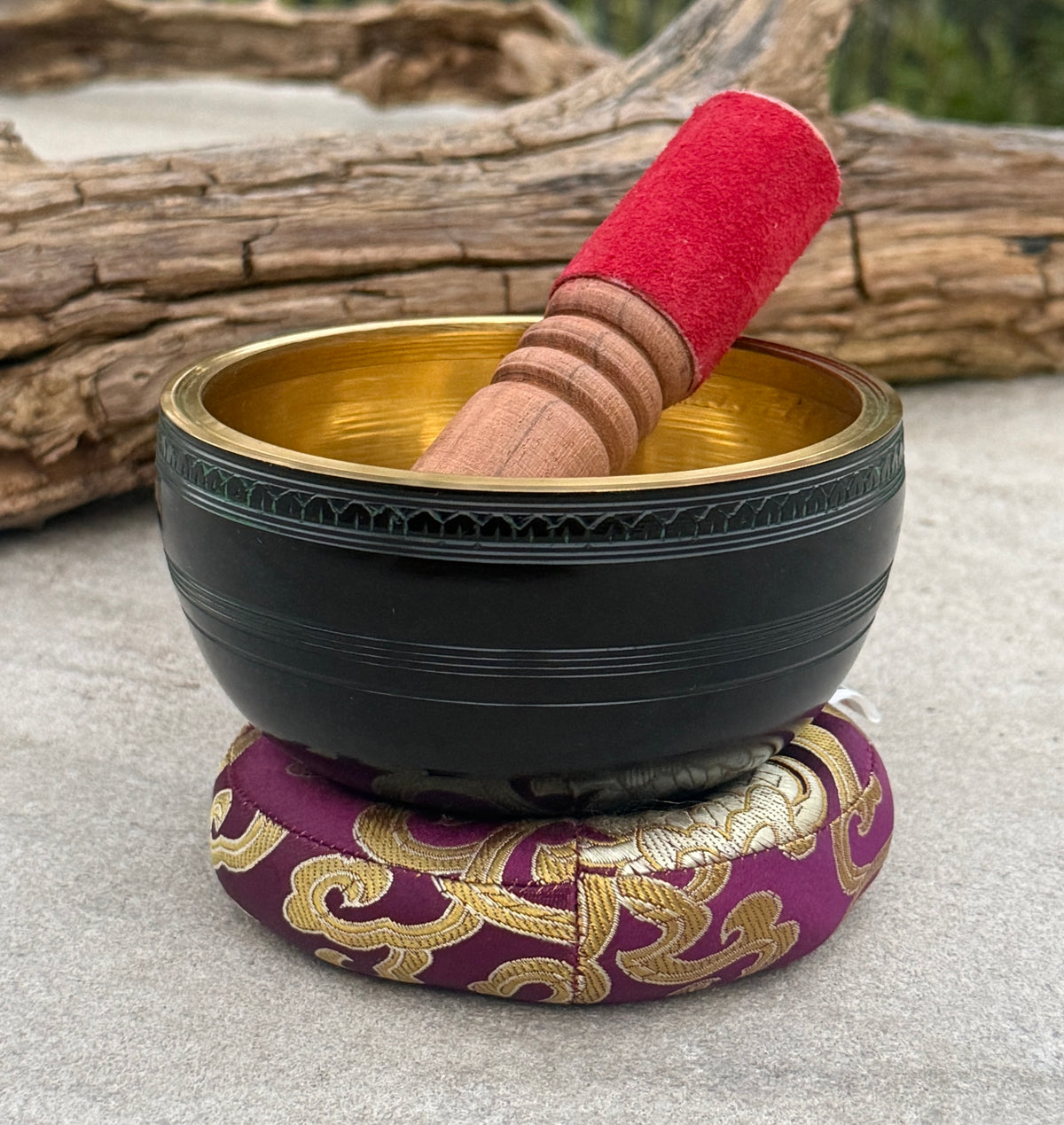 Premium Tibetan Mani Style Inward-Curved Thick-Wall Singing Bowl Set