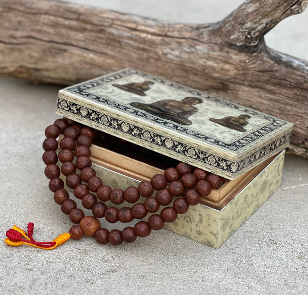 Tibetan Buddhist Rare Bodhi Seed Mala With 3 Conch Shell Accent Beads Free Mala Box