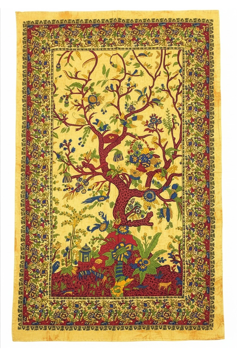 Tree of Life Tapestry Wall Hanging – Boho Beach Throw, Spiritual Nature Wall Decor, Large 80” x 53” Mandala Home Accent - DharmaObjects