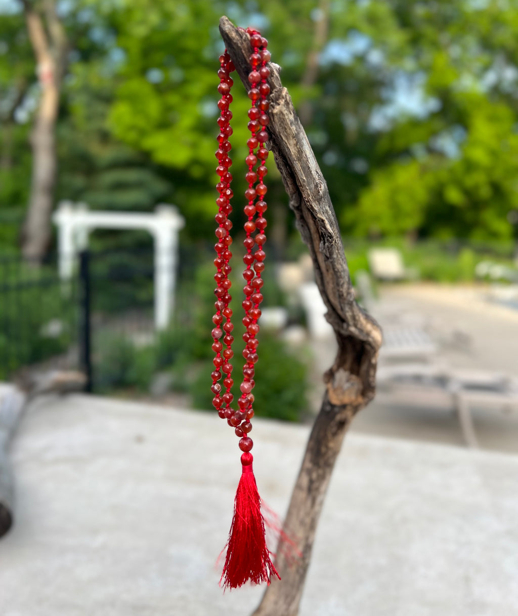 Carnelian Mala 108 Beads – Hand Knotted Gemstone Meditation Prayer Necklace