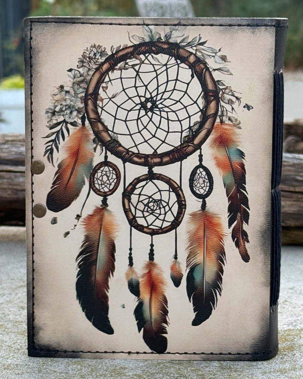 Handmade Native Dream Catcher Embossed Leather Journal