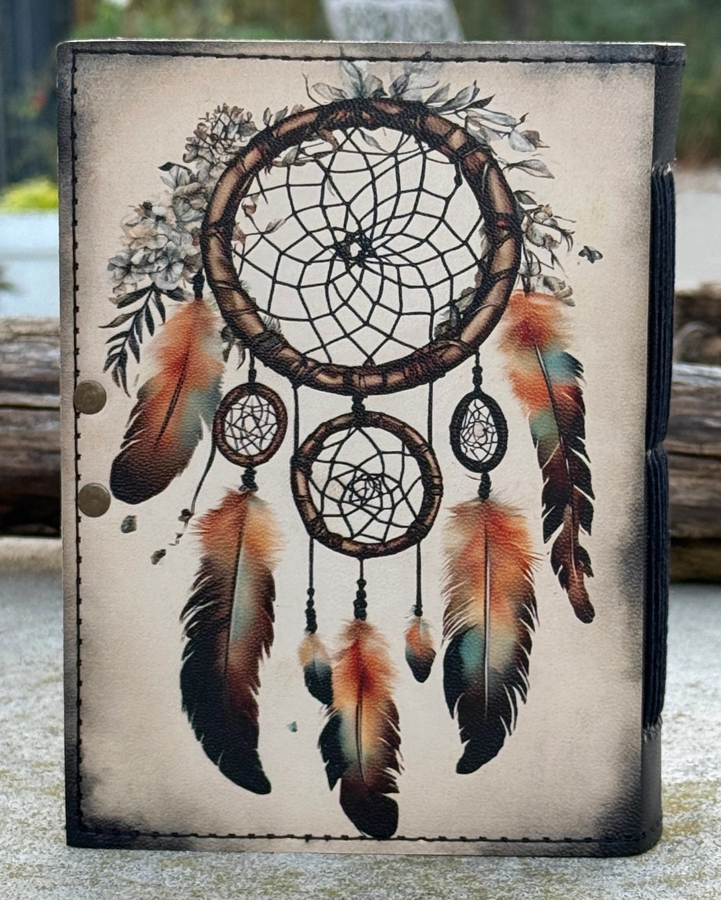 Handmade Native Dream Catcher Embossed Leather Journal