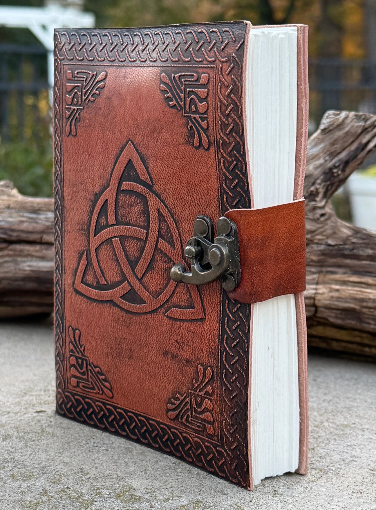 Handmade Triquetra Embossed Leather Journal