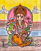 Ganesha Ganesh Tapestry Wall Hanging | Heavy Cotton Fabric Spiritual Decor | 84” x 54” Large Boho Wall Art - DharmaObjects