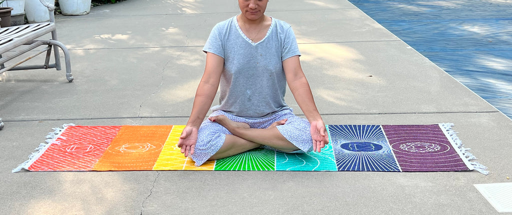 Organic Cotton 7 Chakra Yoga Mat Rug Comfortable And Perfect For Yoga, Meditation, Fitness, and Prayer | Non-toxic and Anti-slip