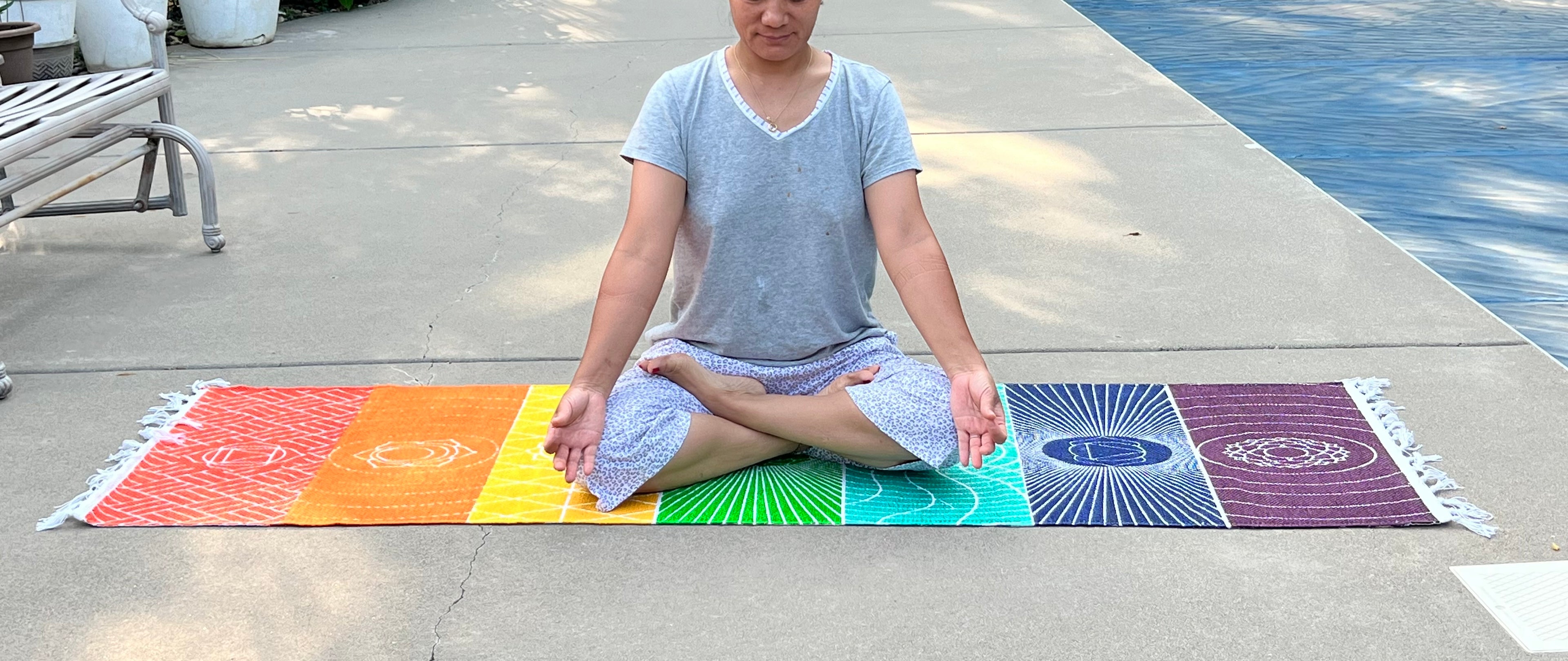 Organic Cotton 7 Chakra Yoga Mat Rug Comfortable And Perfect For Yoga, Meditation, Fitness, and Prayer | Non-toxic and Anti-slip