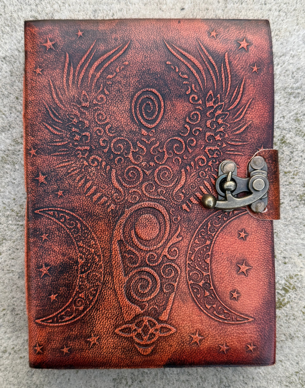 Handmade Moon Goddess Embossed Leather Journal