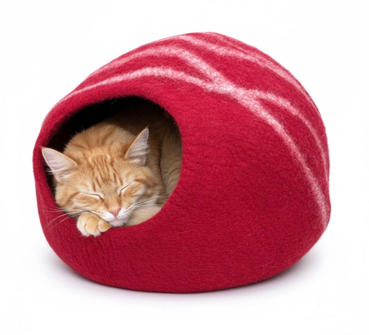 KayJayStyles Felt Cat Cave / Cat Bed / Warm Cat House / Cat Cocoon Hand Felted Natural Wool Eco-Friendly - Great Cat Gift
