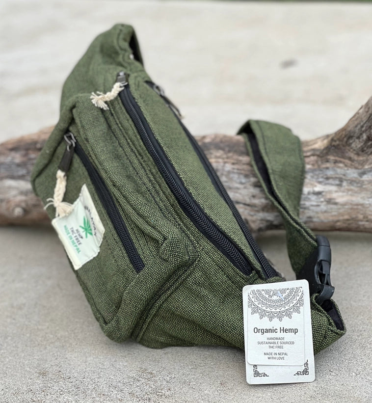 Boho Style Hemp Fanny Pack – Handmade Adjustable Waist & Crossbody Bag