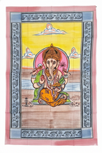 Ganesha Ganesh Tapestry Wall Hanging | Heavy Cotton Fabric Spiritual Decor | 84” x 54” Large Boho Wall Art - DharmaObjects