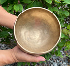 Antique Naga Pedestal Himalayan Singing Bowl 6.5" – Heart Chakra F 1449 Hz Chalice Bowl with Gong Beater & Mallet - DharmaObjects