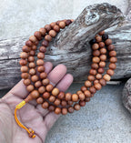 Natural Sandalwood 108 Bead Meditation Mala | Adjustable Japa Prayer Beads | Buddhist Hindu Yoga Mala | Guru Bead Necklace | Spiritual Gift - DharmaObjects