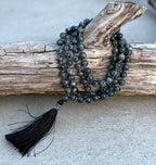 Larvikite Mala 108 Beads – Hand Knotted Gemstone Meditation Prayer Necklace