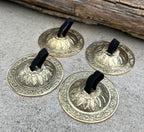 2 Pairs Brass Lotus Flower Finger Cymbals Zills for Belly Dancing