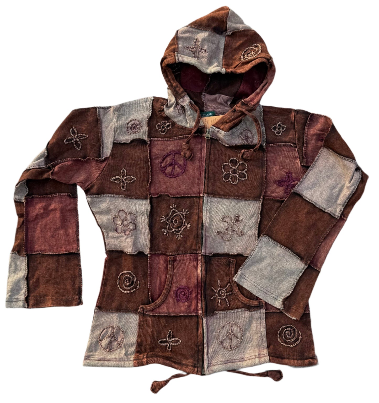 Patchwork Embroidered Hoodie Jacket - Handcrafted in Nepal