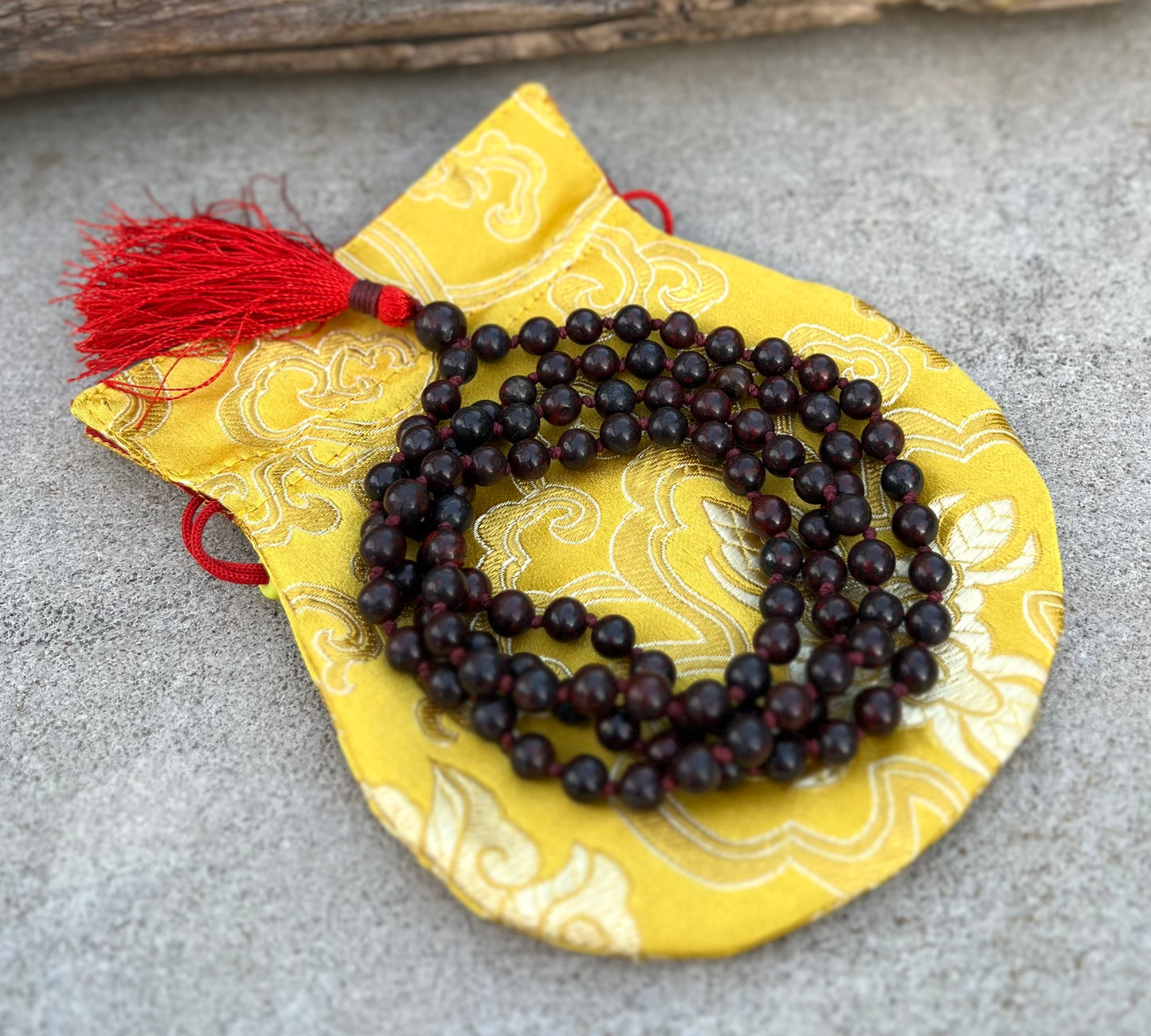 108 Beads Hand-Knotted Dragon Blood Stone Mala Rosary | Natural Gemstone Meditation Necklace | Japa Mala for Healing, Grounding, and Chakra Balancing