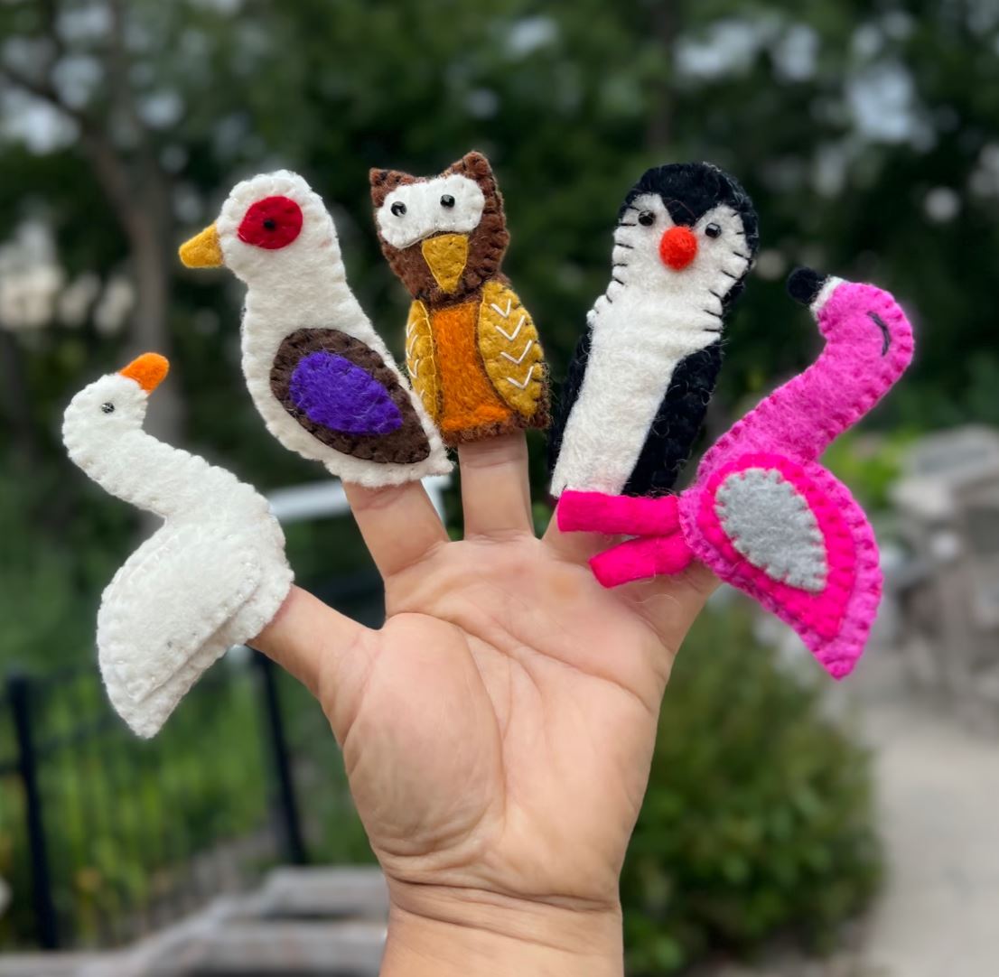 Finger Puppets, Animal Puppets, Mix Animals, Felt Finger Game, Educational Games Set Of 5pcs - DharmaObjects