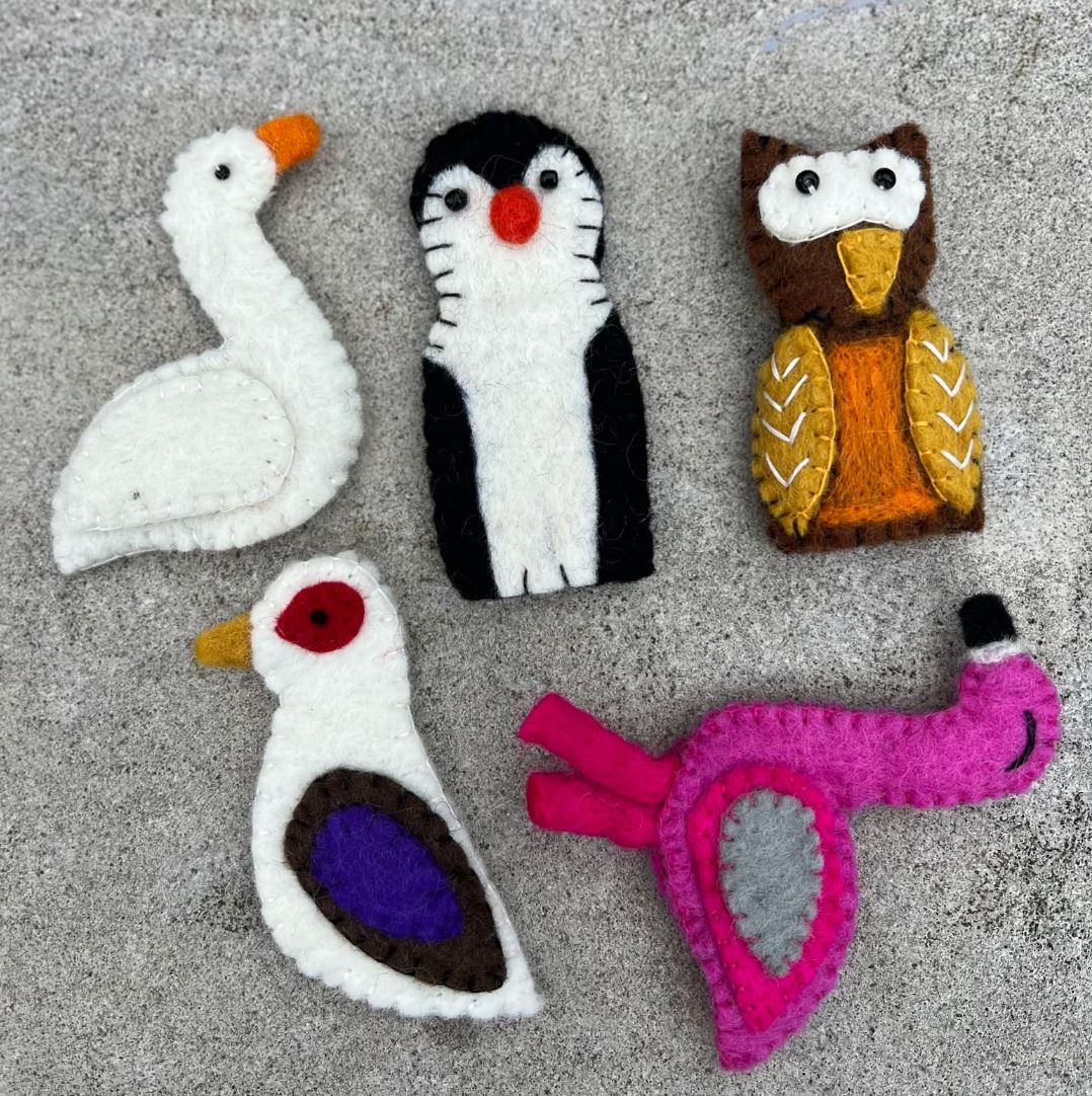Finger Puppets, Animal Puppets, Mix Animals, Felt Finger Game, Educational Games Set Of 5pcs - DharmaObjects