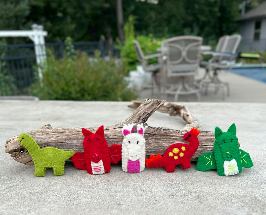 Finger Puppets, Animal Puppets, Mix Animals, Felt Finger Game, Educational Games Set Of 5pcs - DharmaObjects