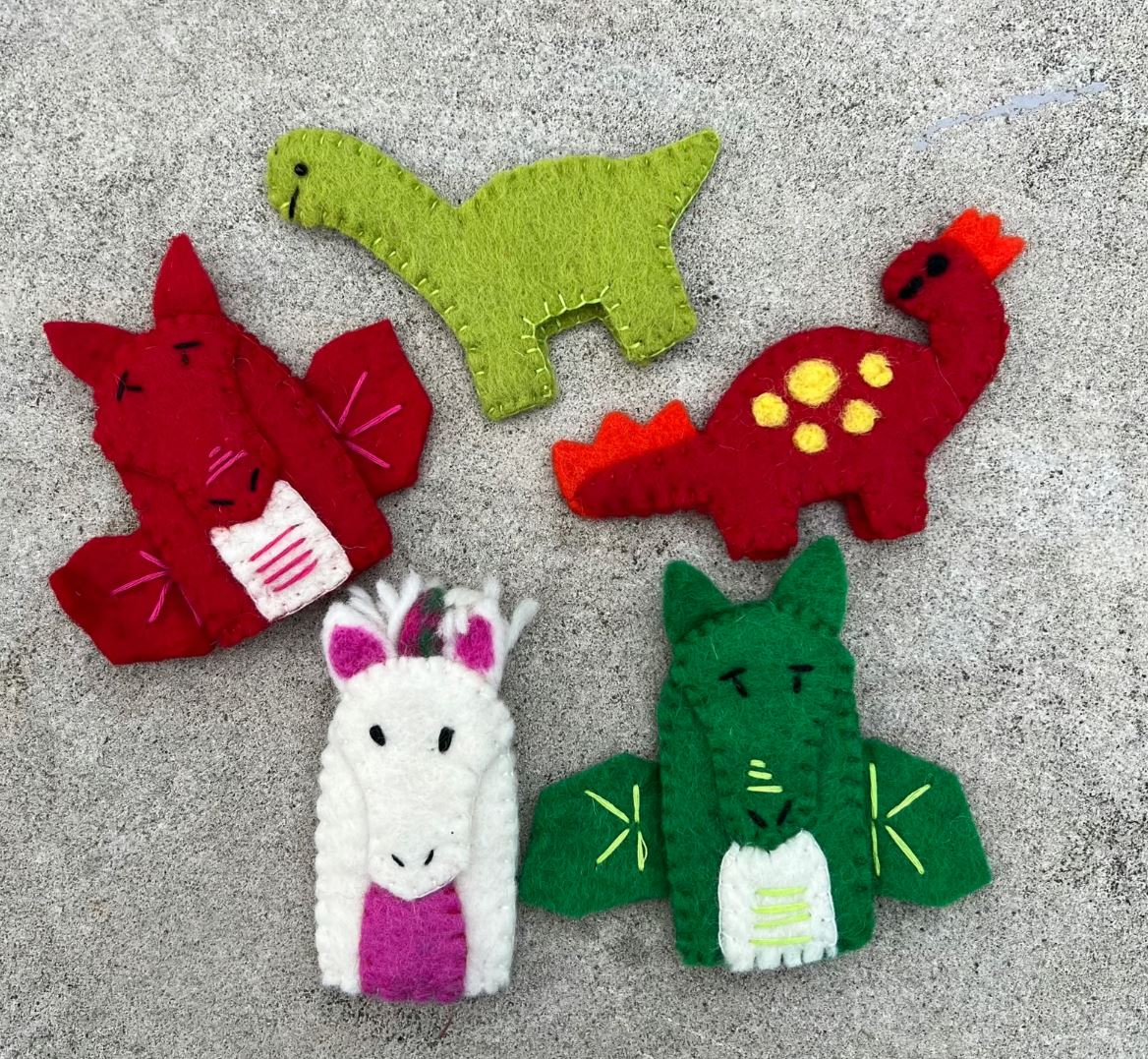 Finger Puppets, Animal Puppets, Mix Animals, Felt Finger Game, Educational Games Set Of 5pcs