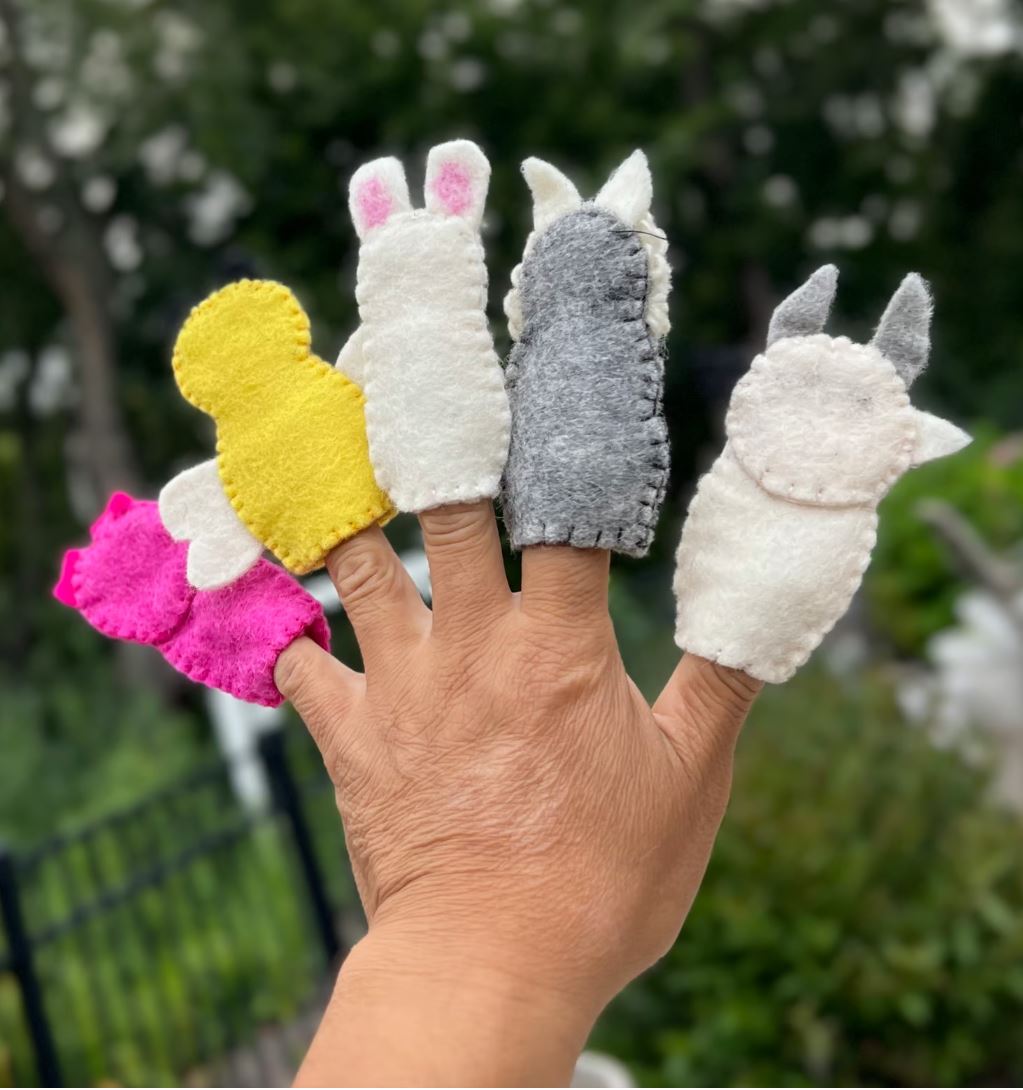 Finger Puppets, Animal Puppets, Mix Animals, Felt Finger Game, Educational Games Set Of 5pcs