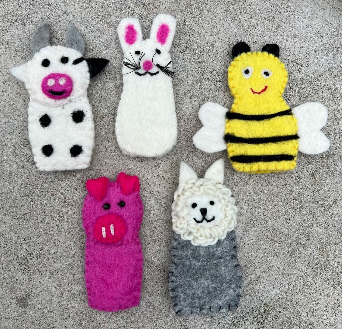 Finger Puppets, Animal Puppets, Mix Animals, Felt Finger Game, Educational Games Set Of 5pcs