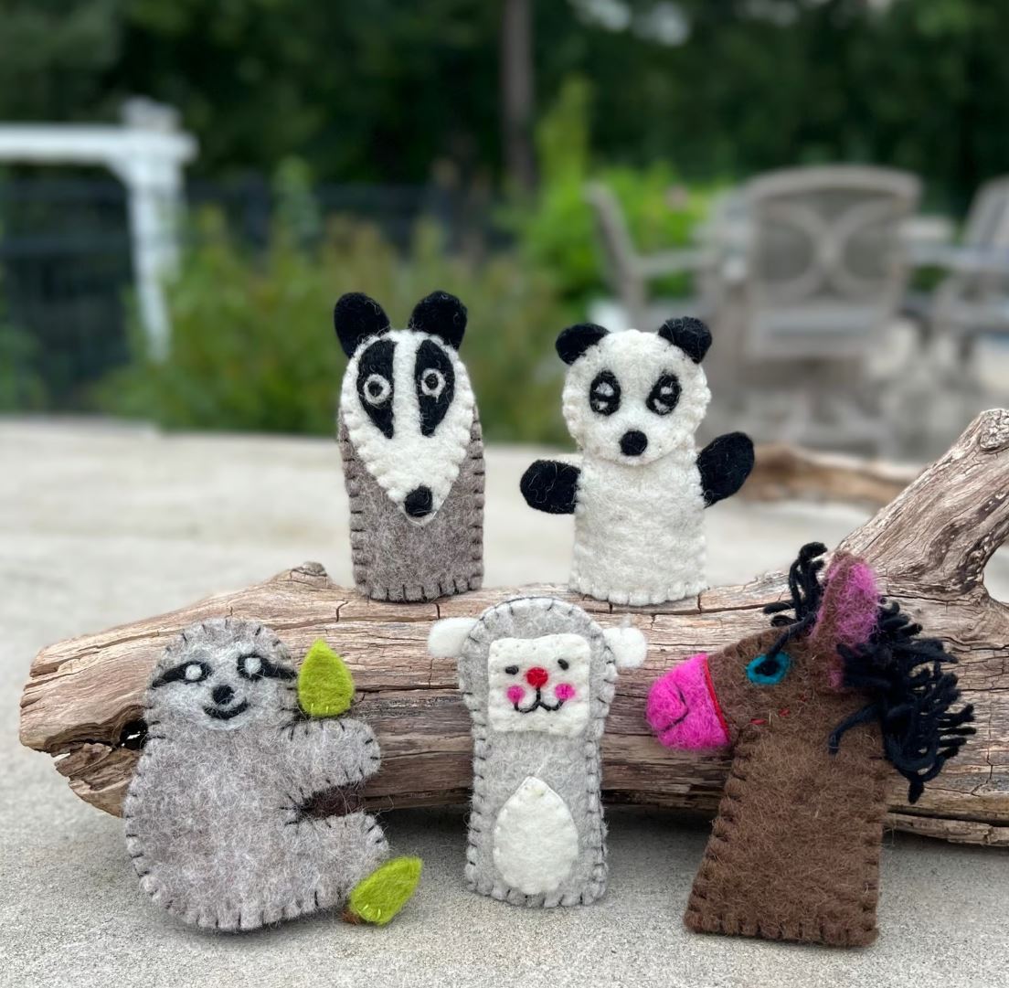 Finger Puppets, Animal Puppets, Mix Animals, Felt Finger Game, Educational Games Set Of 5pcs