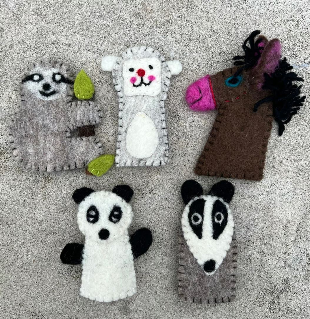 Finger Puppets, Animal Puppets, Mix Animals, Felt Finger Game, Educational Games Set Of 5pcs