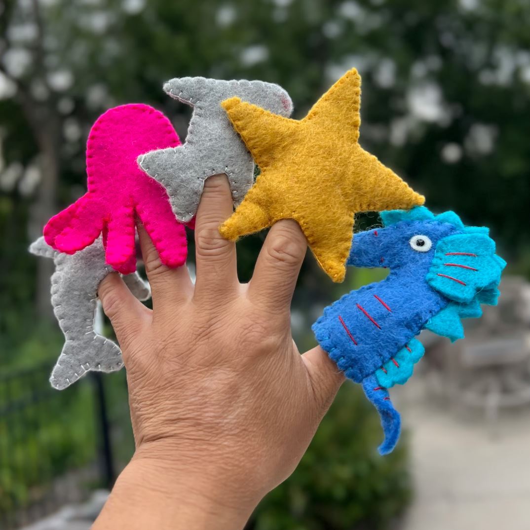 Finger Puppets, Animal Puppets, Mix Animals, Felt Finger Game, Educational Games Set Of 5pcs