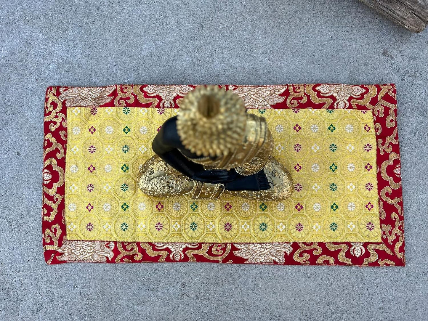 Tibetan Buddhist Silk Brocade Table Runner/Shrine Cover/Altar Cloth/Table Cover (20 X 10 Inches)