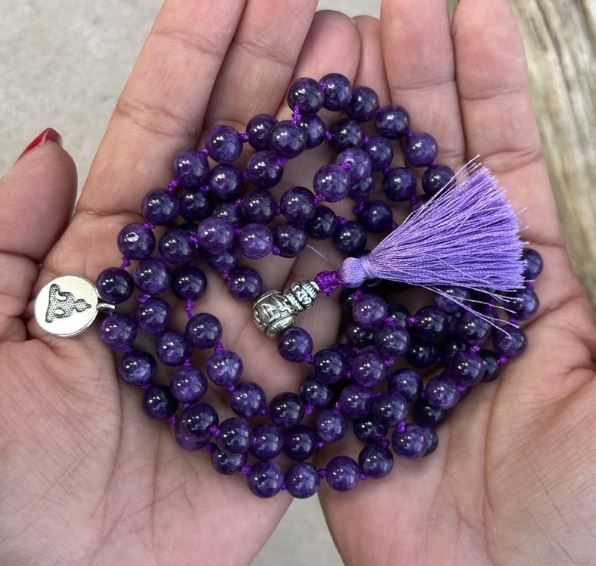 Gemstone Buddha Charm 108 Beads Mala With Box - DharmaObjects
