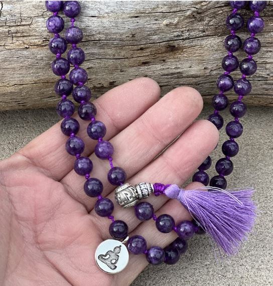 Gemstone Buddha Charm 108 Beads Mala With Box - DharmaObjects