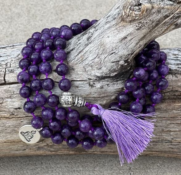 Gemstone Buddha Charm 108 Beads Mala With Box - DharmaObjects