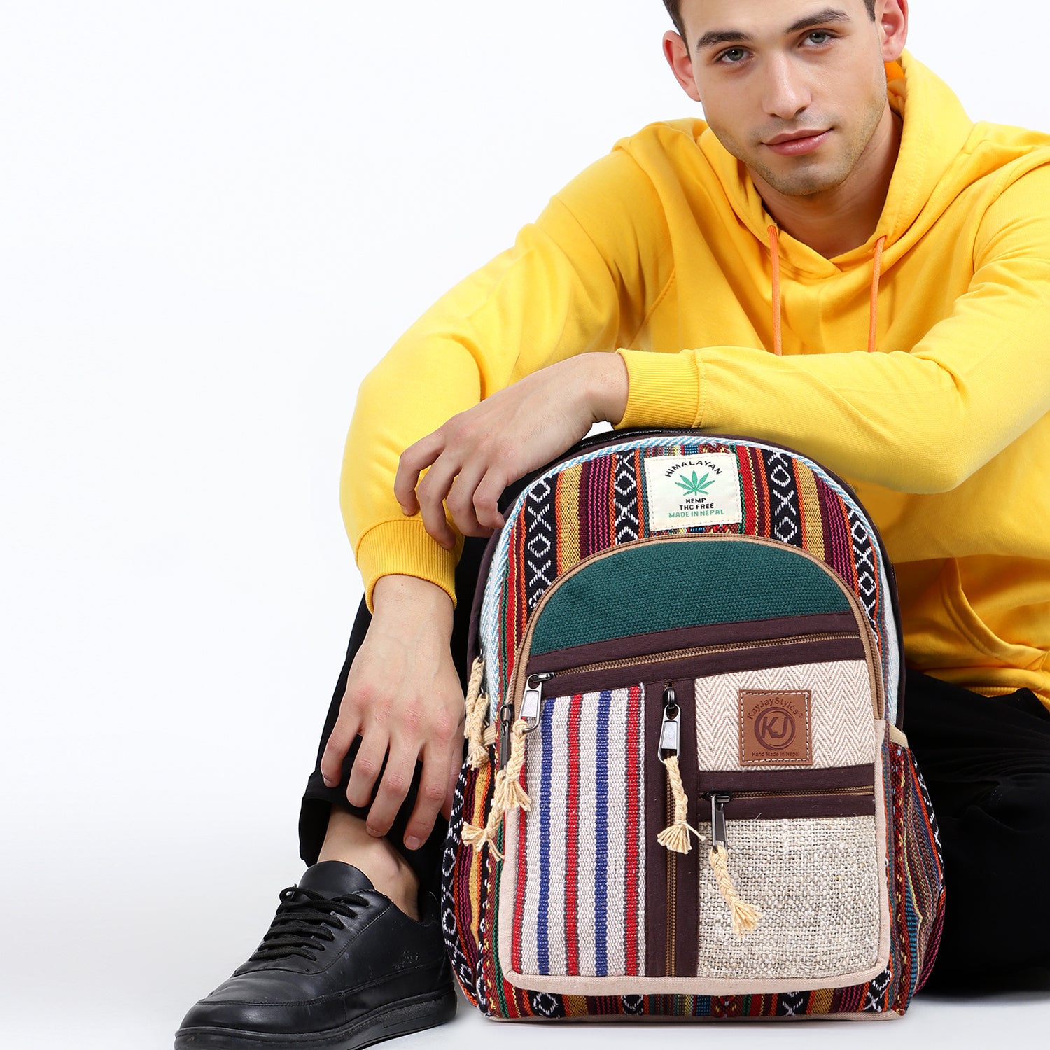 KayJayStyles Green Patch Handmade Hemp Backpack from Nepal – Mini, Daypack & Large Sizes - DharmaObjects
