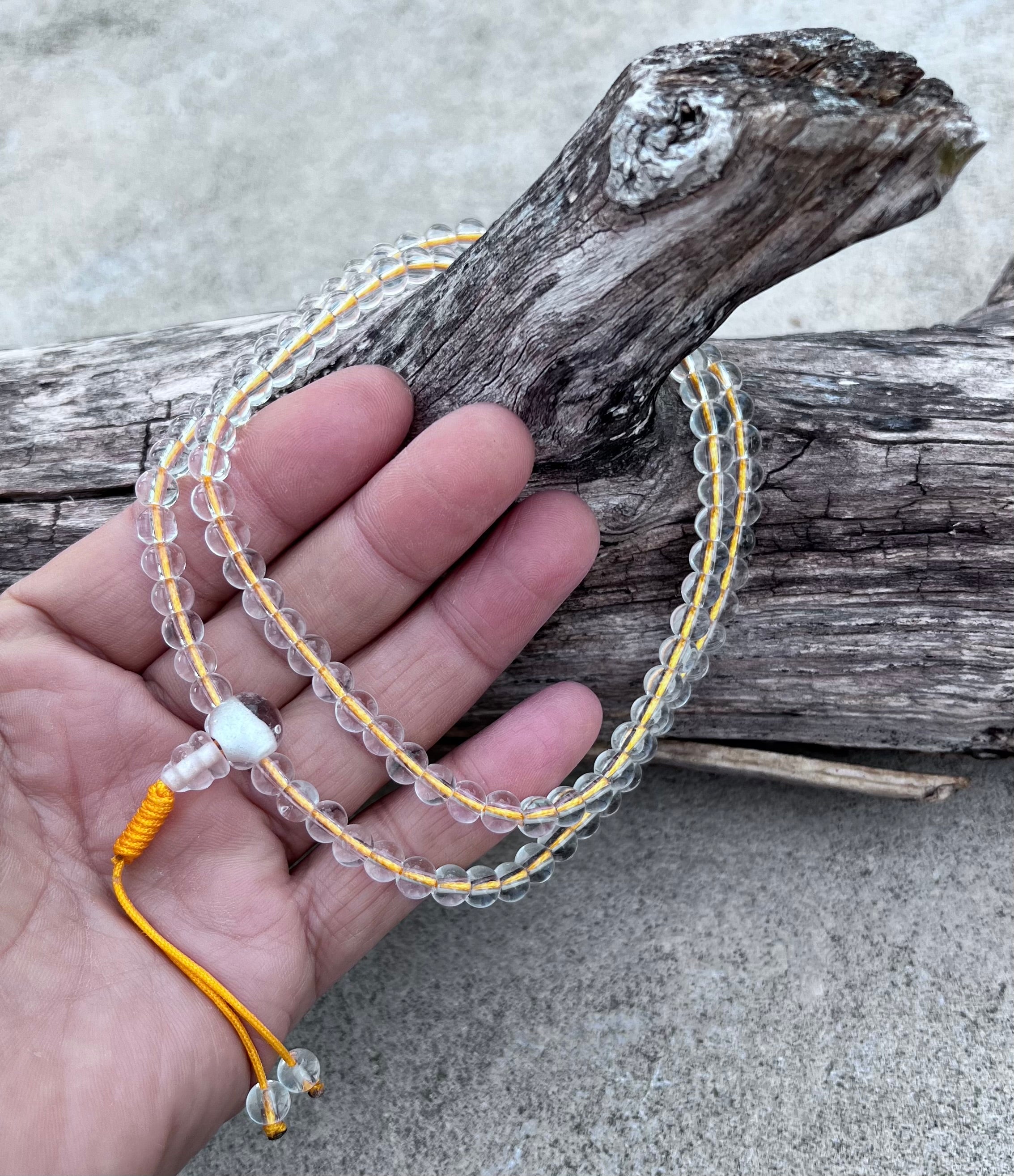 Tibetan Buddhist Mala / Rosary 108 Glass Beads / Free Mala Pouch