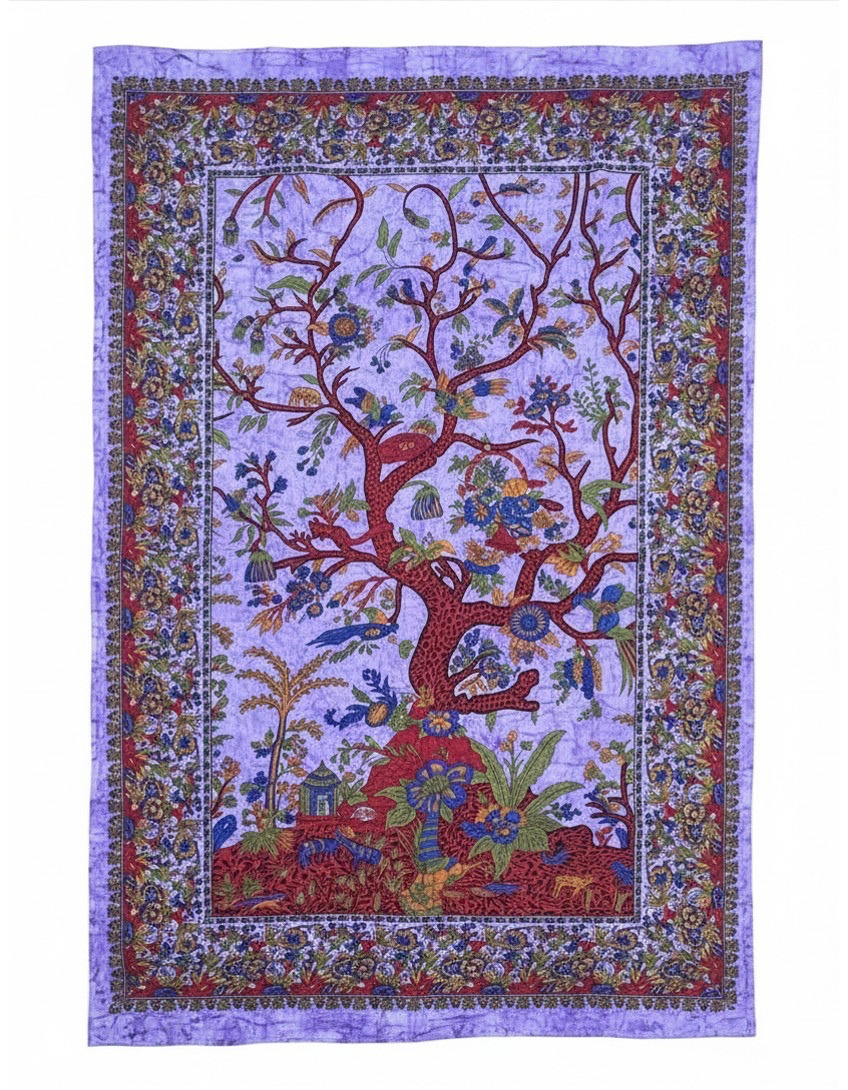 Tree of Life Tapestry Wall Hanging – Boho Beach Throw, Spiritual Nature Wall Decor, Large 80” x 53” Mandala Home Accent - DharmaObjects
