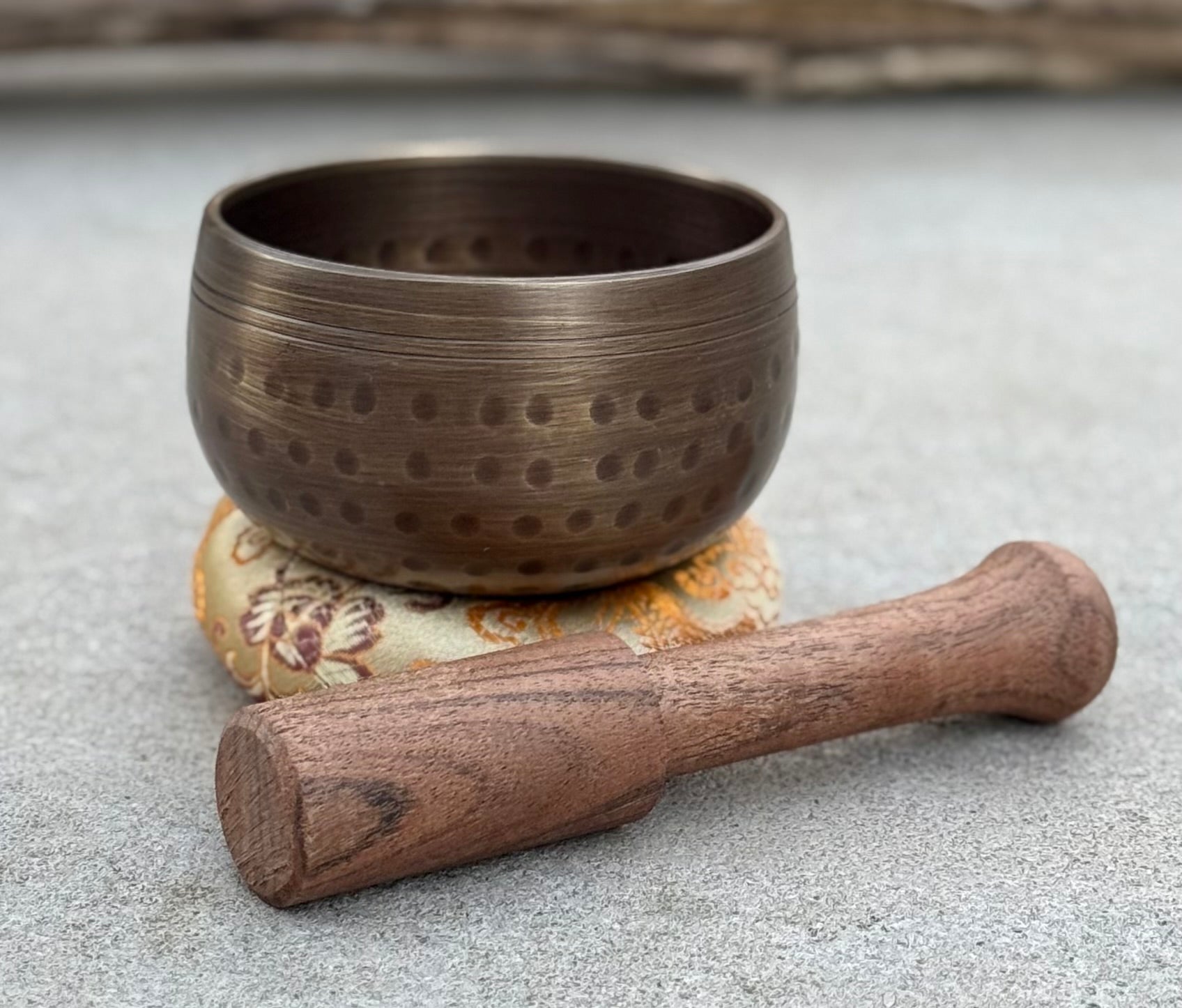 Tibetan Palm Size Singing Bowl Complete Set - DharmaObjects