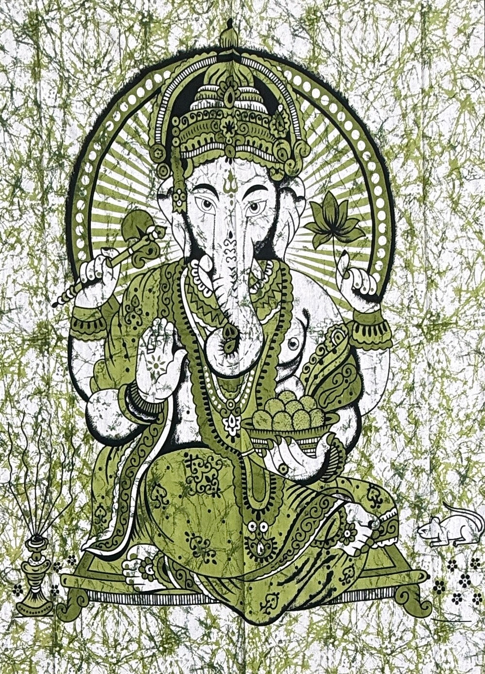 Ganesha Ganesh Tapestry Wall Hanging | Heavy Cotton Fabric Spiritual Decor | 84” x 54” Large Boho Wall Art - DharmaObjects