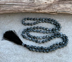 Larvikite Mala 108 Beads – Hand Knotted Gemstone Meditation Prayer Necklace