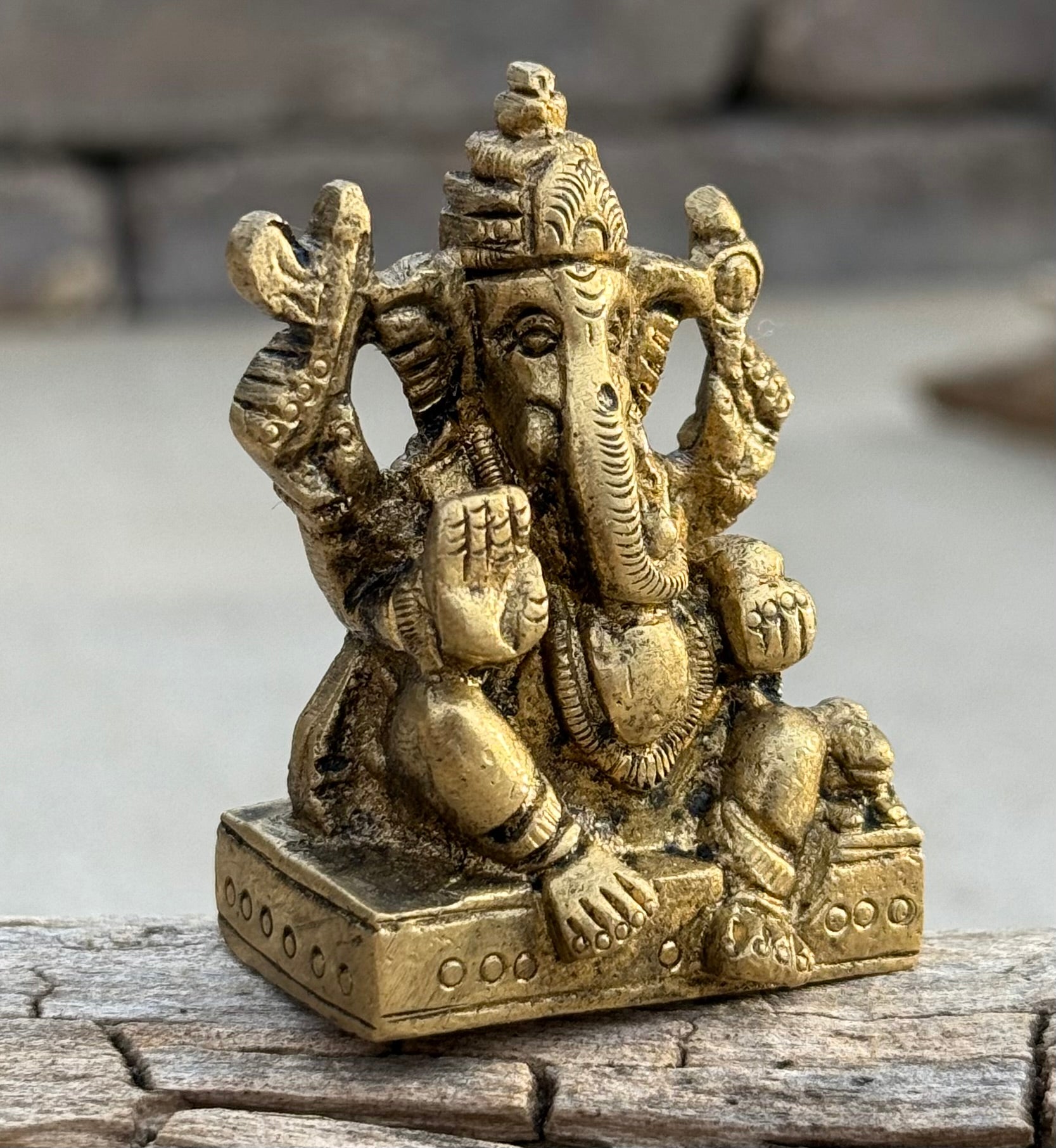 Small Ganesha Statue Solid Brass Handcrafted In India - DharmaObjects