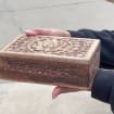 Handmade Hand Carved Lotus Wooden Box Keepsake Jewelry Watch Storage - DharmaObjects